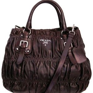 Prada Nappa Gaufre Aubergine Leather Tote